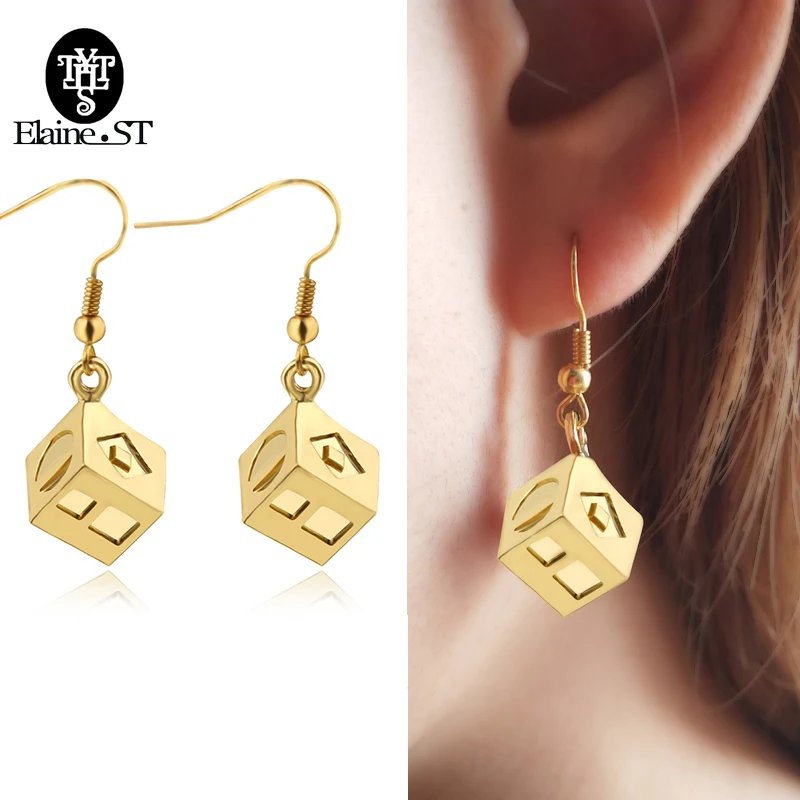 Wholesale 10Pcs Star Wars Earring Han Solo Lucky Dice Earrings for Women Gold Color 1.3cm