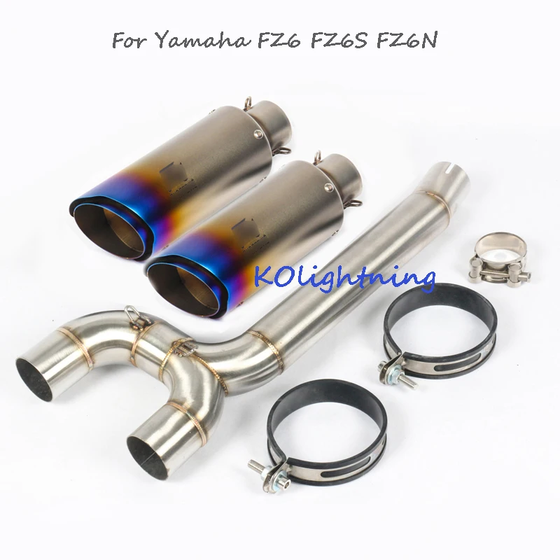 Kopen Slip op FZ6 FZ6N FZ6S Motorcycle Uitlaatsysteem Slip op Tip Link Pijp Escape Gewijzigd Connect Tube voor Yamaha FZ6 FZ6S FZ6N