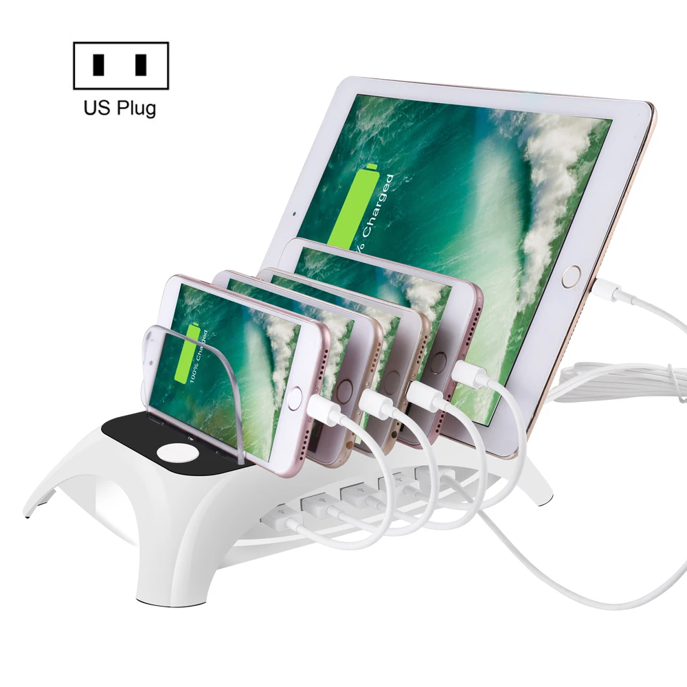 

Fast Charging Station Dock 60W 5 Ports Desktop Charging Stand Organizer Detachable Multiple USB Charger For IPhone Ipad