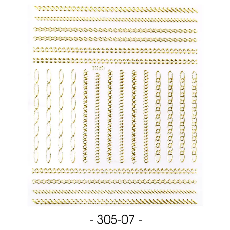 1 лист 3D наклейки для золотых ногтей наклейки для ногтей металлические украшения для ногтей Маникюрные наклейки для ногтей - Цвет: 305-7