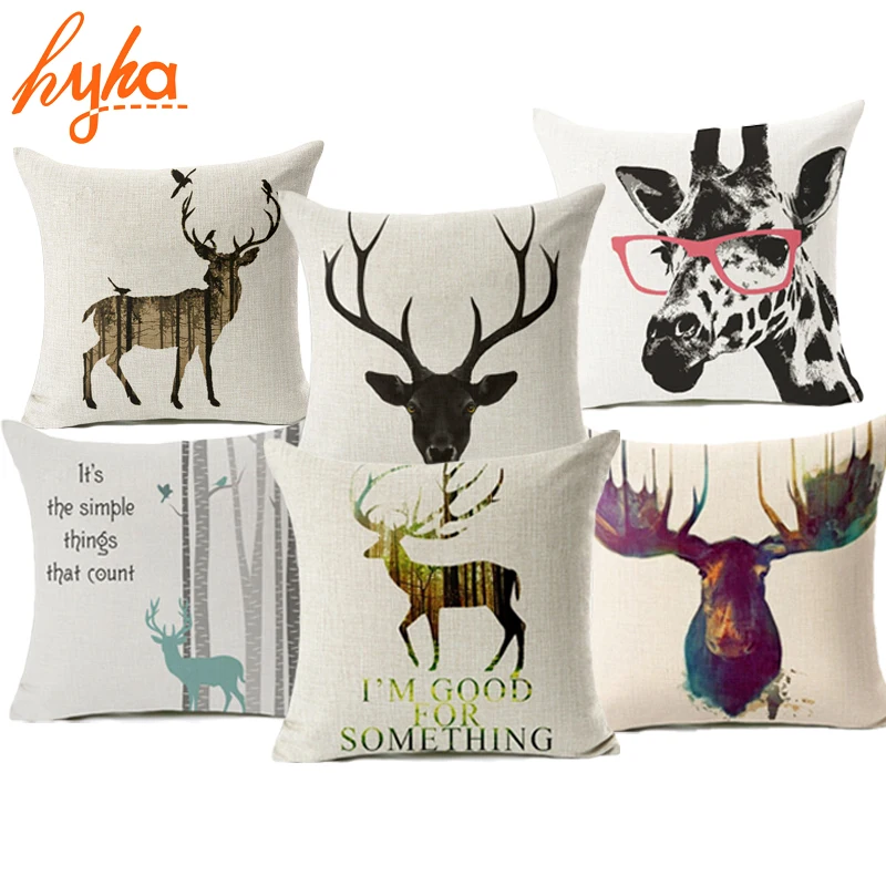 Hyha My Deer Style Cushion Cover Perspective Deer Colorful Deer Decorative Cushion Cover for