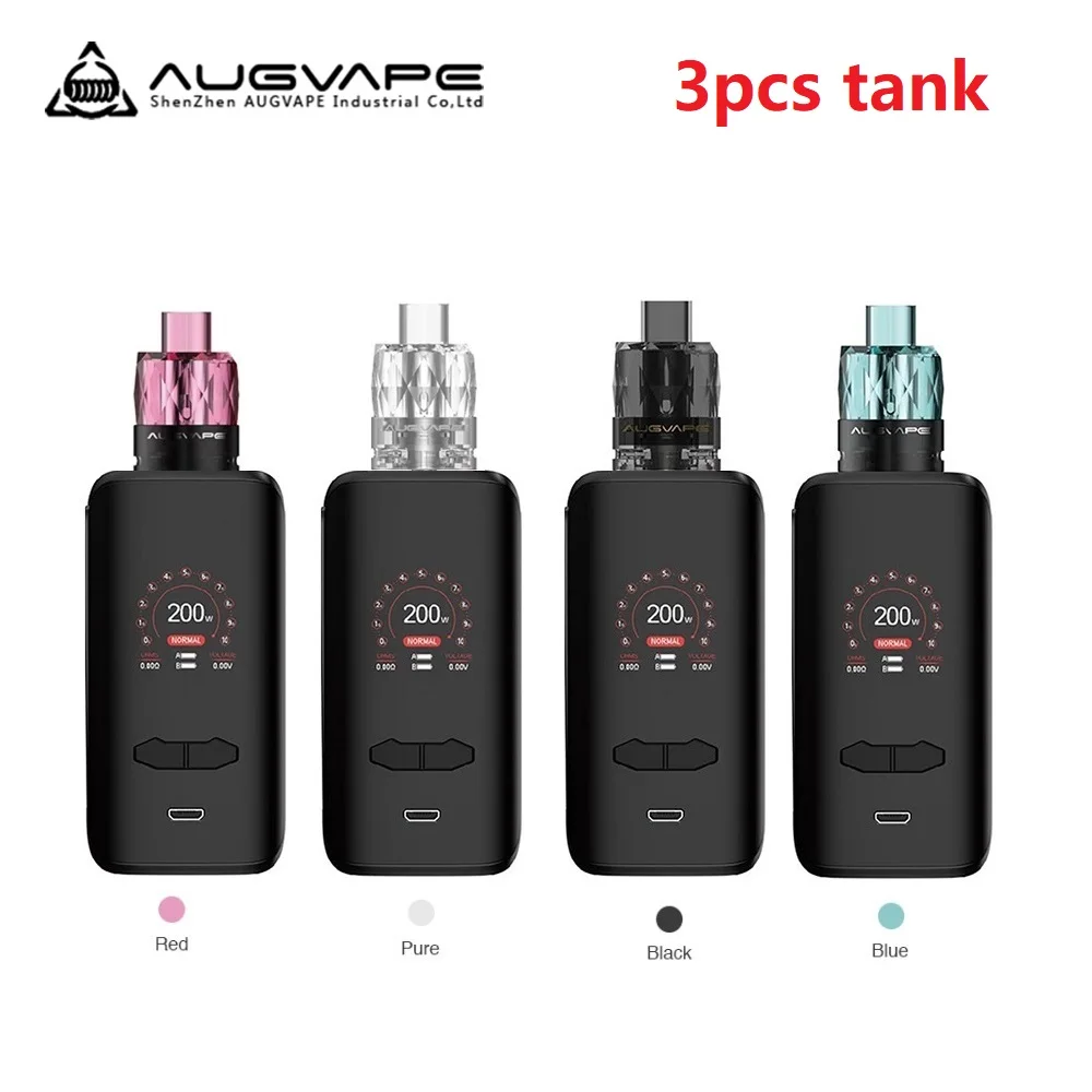 

Electronic Cigarette Augvape VX200 200W TC Box Mod Kit with 3pcs Jewel Subohm Tank No 18650 Battery Vape Vaporizer Vs Luxe Nano