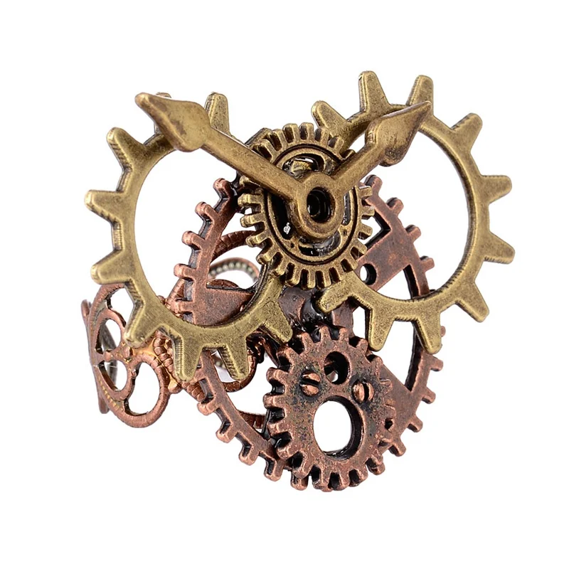 

2019 new Wonderful Design 30*25mm Surface Different Gear Components and Clock Pointer Steampunk Ring Accessory