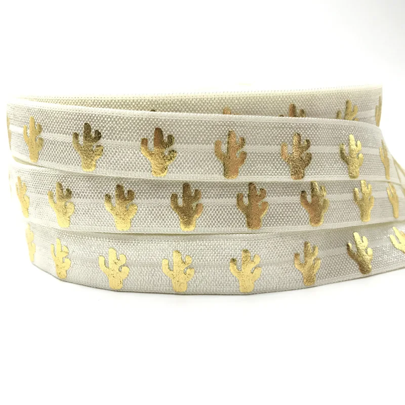Горячая Sale10 ярд золотые Фольга кактус печати на голову эластичная повязка для