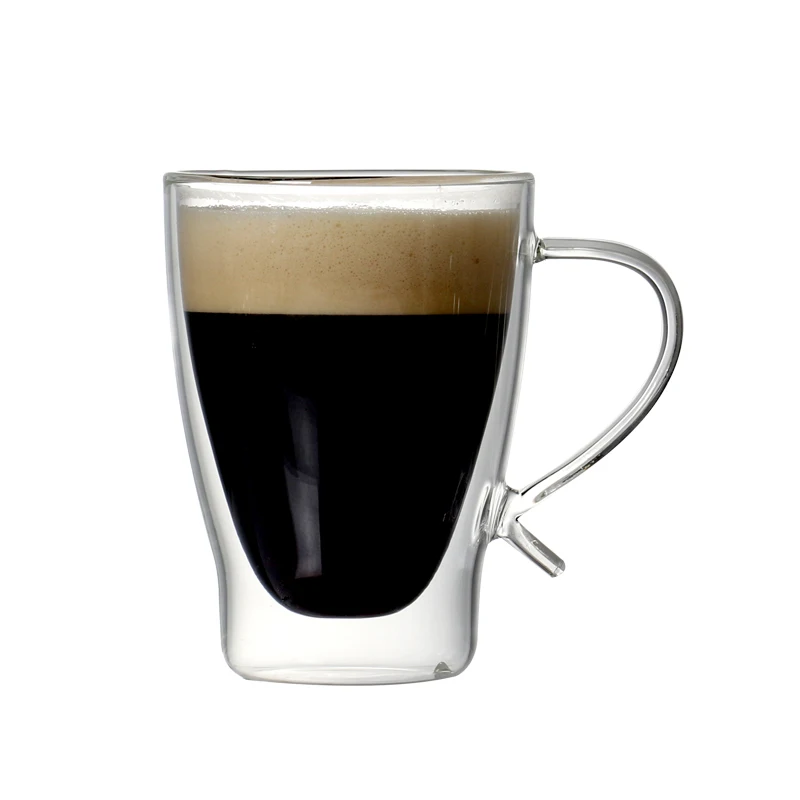 

300ml Double wall insulated borosilicate glass heat resistant coffee mug for tea latte drinks mug 10oz