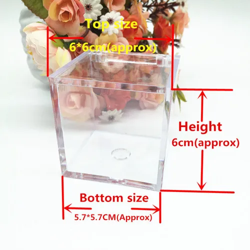 12pcs/lot Personalized Wedding Gift Box Baby Shower Favors Big Size Square Transparent Plastic Candy Box with Customized Labels - Цвет: without sticker