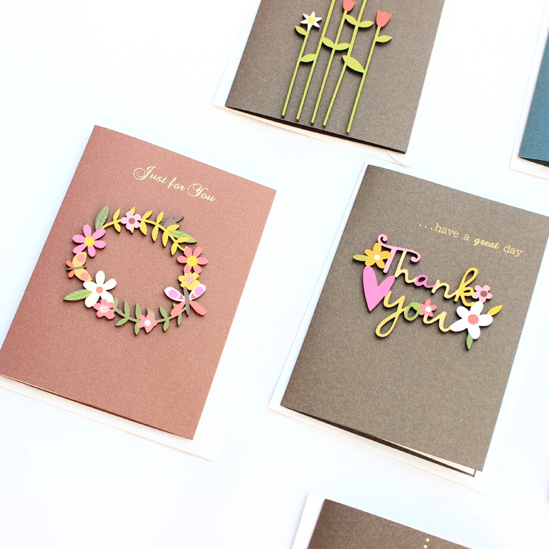 5 шт. 3D Kraft бумага для приглашения поздравительной открытки ручной работы DIY резьба по дереву цветок патч День Святого Валентина приглашение