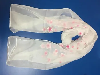 

hand embroidered women ladies silk scarf shawl 100% natural mulberry silk, for Spring, Summer, Autumn