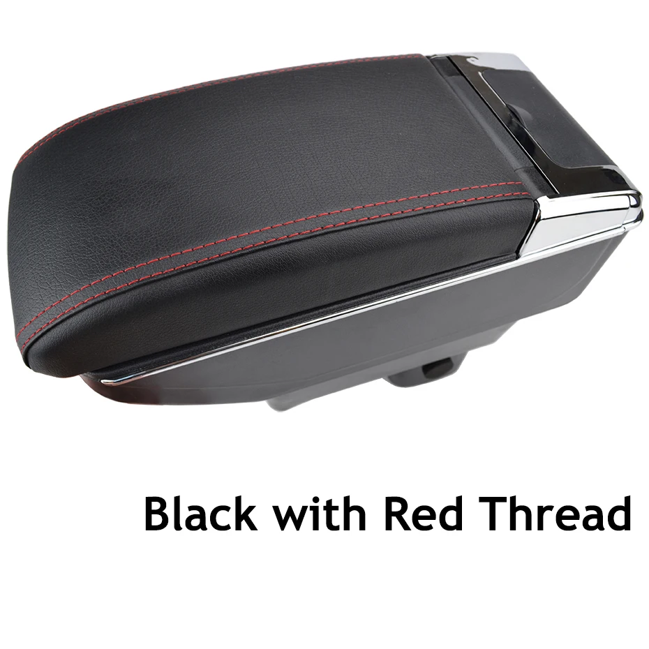Коробка для хранения в центральной консоли кожаный двойной Слои 2005- подлокотник Подлокотник лоток для Suzuki Swift 2006 2007 2008 2009 - Название цвета: Red thread