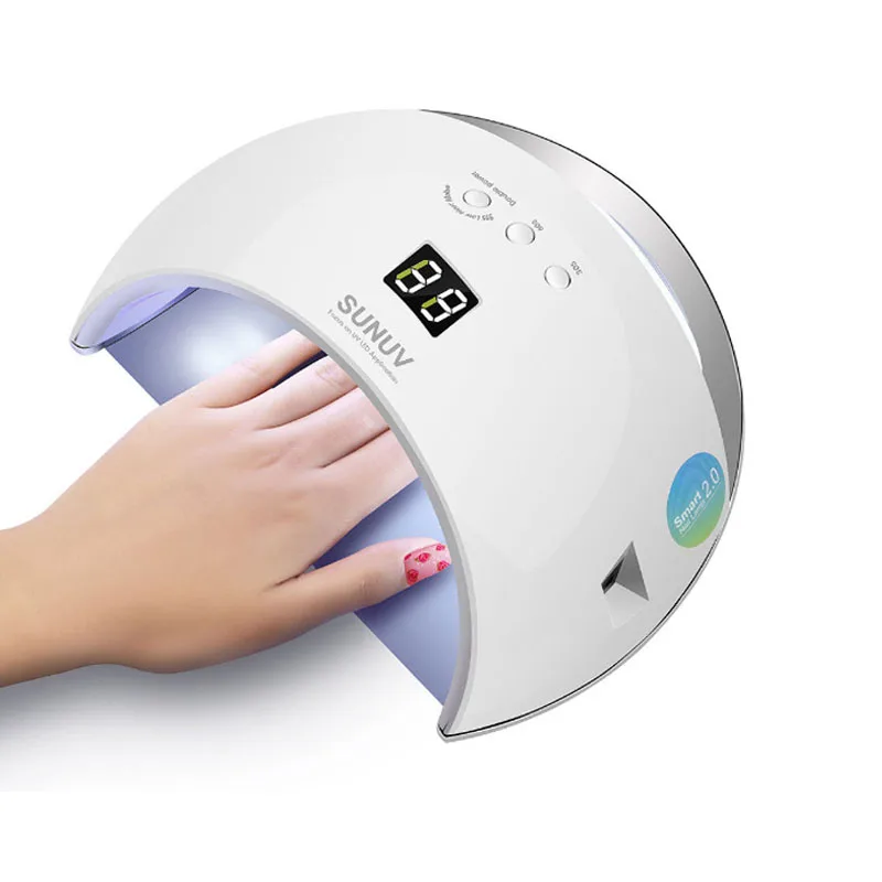 

48W SUN6 Nail Dryer New Style Portable UV Lamp For Drying Low Heat Model Double Power Fast Manicure Colorful Lamp 21 LEDs White