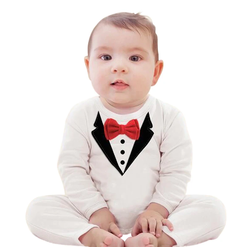 Брендовые Детские комбинезоны, костюмы джентльмена, вечерние смокинги на свадьбу, костюм с галстуком-бабочкой, одежда для маленьких мальчиков, черно-белая одежда для новорожденных
