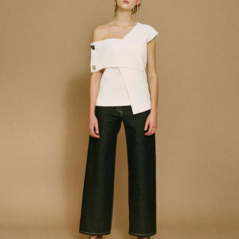 TWOTWINSTYLE Irregular T Shirt For Women Off