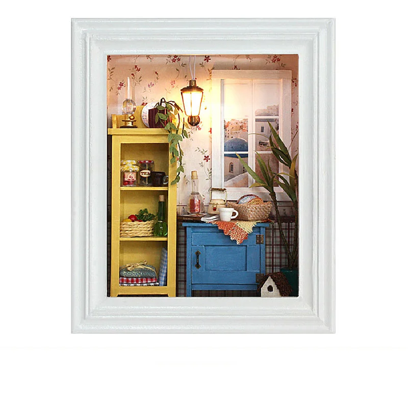 

DIY Frame Building Dollhouse Puzzle Toys Handmade Wooden Miniature Doll House with Furniture LED Lights for Kids Assembly Model