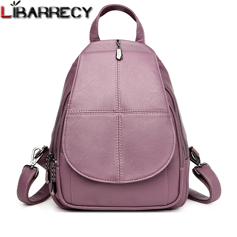 

Fashion Simple Backpack Female High Quality Soft Leather School Bags for Girls Luxury Brand Shoulder Bags for Women 2018 Mochila