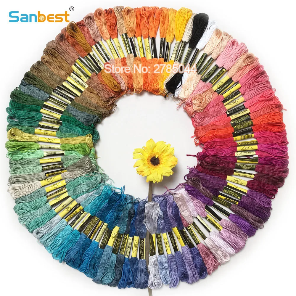 Sanbest 100 шт. разноцветная нить для вышивки крестом блестящая рукоделия шитья
