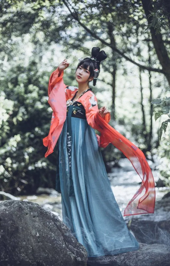 Китайский Hanfu костюм для восточных танцев, традиционная Женская одежда династии Тан, Мужская древняя народная одежда, женское сценическое платье DC1132