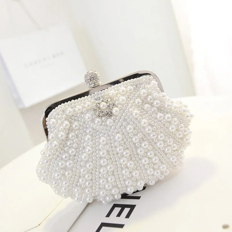Free Shipping New 2017 Fashion Beige White Pearl Small Party Dinner