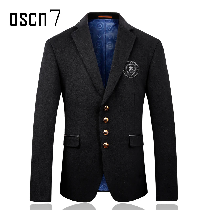 Oscn7 элегантный дизайн Slim Fit мужской шерстяной Блейзер зимние кашемировые