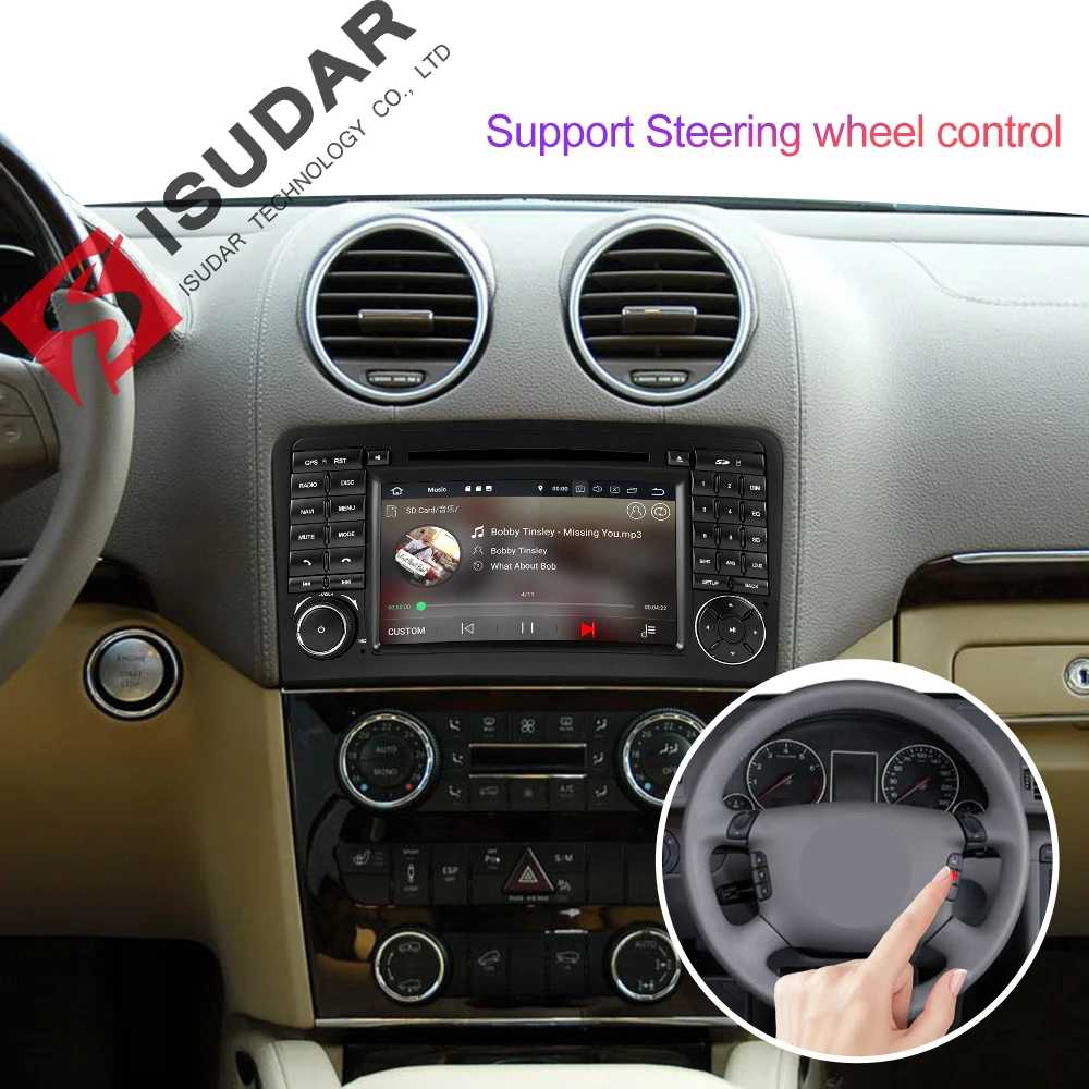 Isudar 2 Din Автомобильный мультимедийный плеер gps Android 9 dvd-плеер для Mercedes/Benz/ML/GL CLASS W164 ML350 ML500 GL320 компактное минирадио DVR