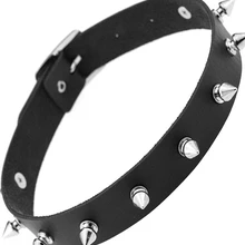 Женское ожерелье Goth Dark, готическая удавка с серебристой металлической пряжкой, ошейник в стиле Харадзюку с заклепками, строгий ошейник в стиле рок
