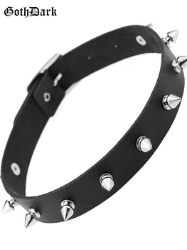 

Goth Dark Puck Harajuku Vintage Choker Necklace Gothic Buckle Metal Harajunku Rivet Women's Fashion Necklaces Rock Collars Wear