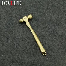 Llaveros de latón sólido Mini martillo colgantes pulido fino cobre puro llave colgante de llavero hecho a mano herramienta creativa llaveros