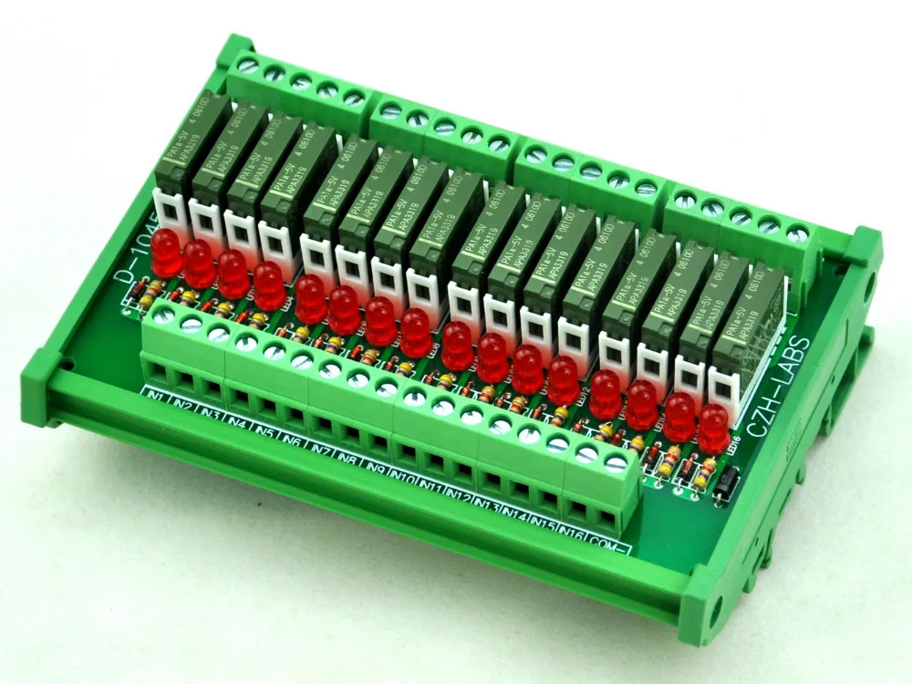 

Slim DIN Rail Mount DC5V Source/PNP 16 SPST-NO 5A Power Relay Module, APAN3105