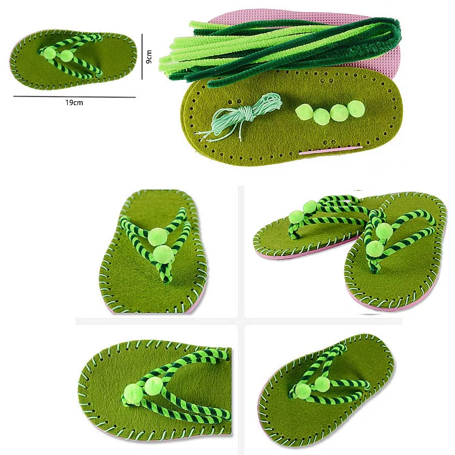 Забавная обувь ручной работы из нетканого материала, креативные модные тапочки, набор для шитья, искусство и ремесла для детей, развивающие игрушки - Цвет: 004