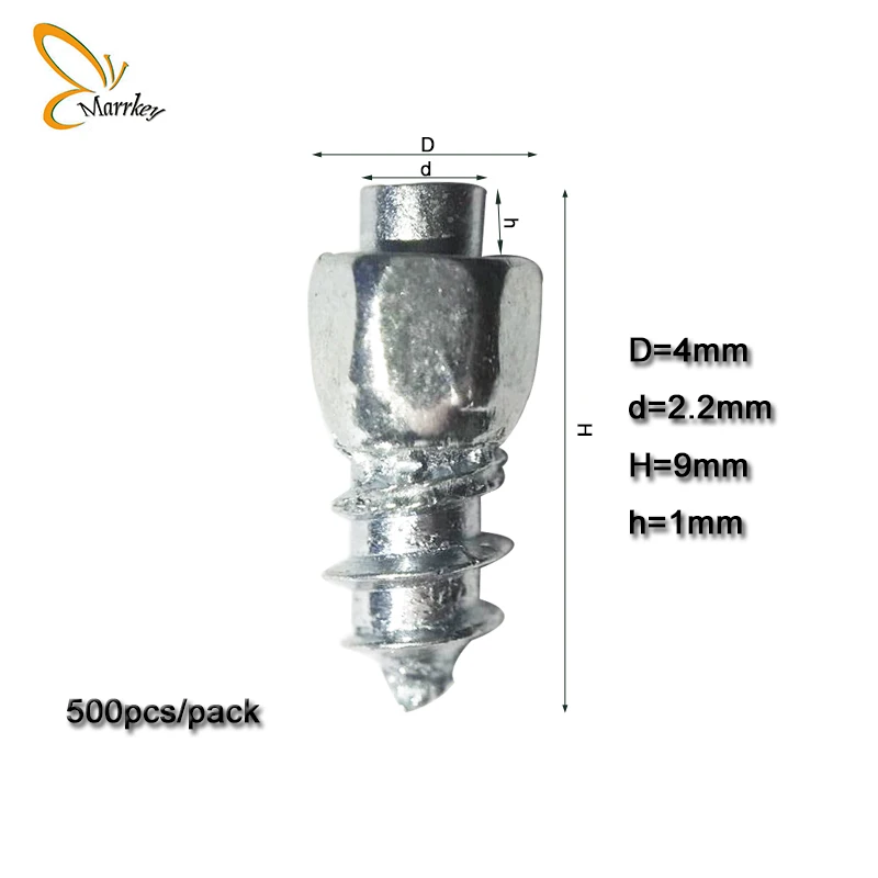 Marrkey 500 шт 9 мм шипы для шин/шпильки для льда/Винты-в шинах/цепи для снега для велосипедов/сапог/обуви/велосипедных шин MS4-9