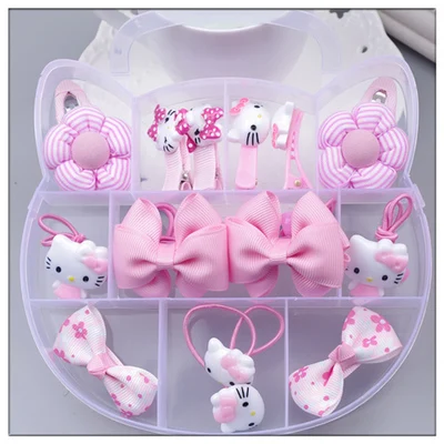 

Factory wholesale Children Jewelry Gift Set Girls bow hair clip clip ring Tousheng rubber band flower headdress box