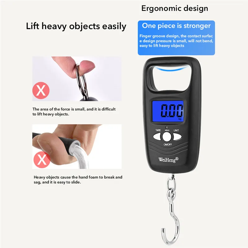 50 кг/110lb ЖК-дисплей мини электронные весы для рыбалки и взвешивания Чемодан путешествия Вес ing безмен висит электронные крючок для Кухня Вес инструмент