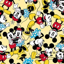 Милый мультфильм Микки и Минни Ткань хлопок желтый Микки и Минни набивная ткань лоскутное шитье материал Diy Одежда