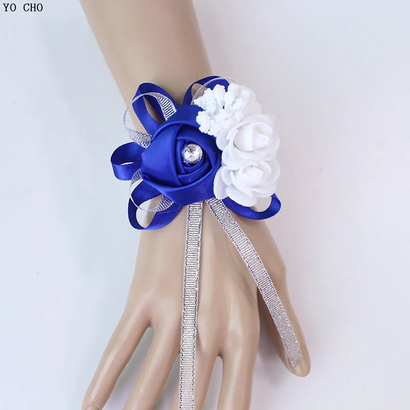 wedding wrist corsage Bracelet bridesmaid rose silk white pink marriage wrist corsage  (265)