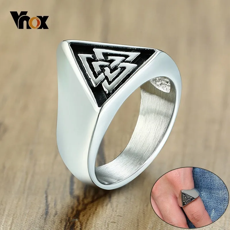

Vnox Vintage Ancient Viking Rings for Men Three Interlocked Triangles anel masculino Scandinavian Wikinger Norse Jewelry