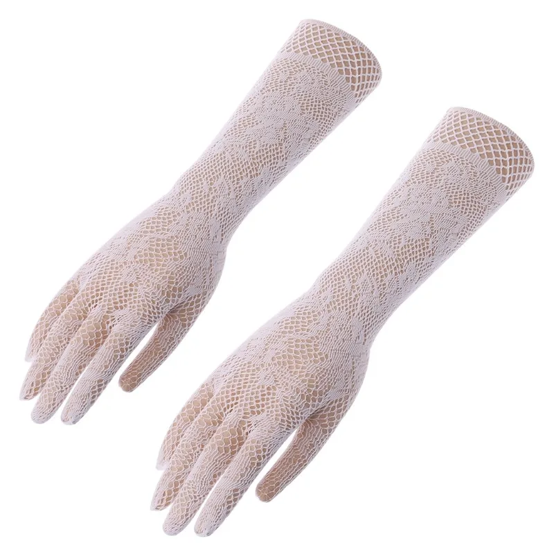 

Women Elegant Lace Gloves Mesh Liturgy Gloves For Bride Long Sleeve Gloves
