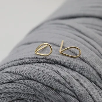 

PINJEAS Tiny Raindrop Earrings Filled wire wrap Post Studs Simple Minimalist Personalized Girl Bridesmaid Gift