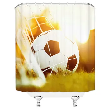 

Unique Design Football Sunshine Green Grass Picture Boy like Hanging Shower Curtain Waterproof Mildew Home Bathroom Decoration
