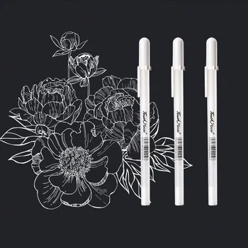 

0.7mm Hightlight Brush Pen Black Card White Marker Pens Art Hand-painted Pen Sketch Pens for DIY Drawing Graffiti Art Supplies