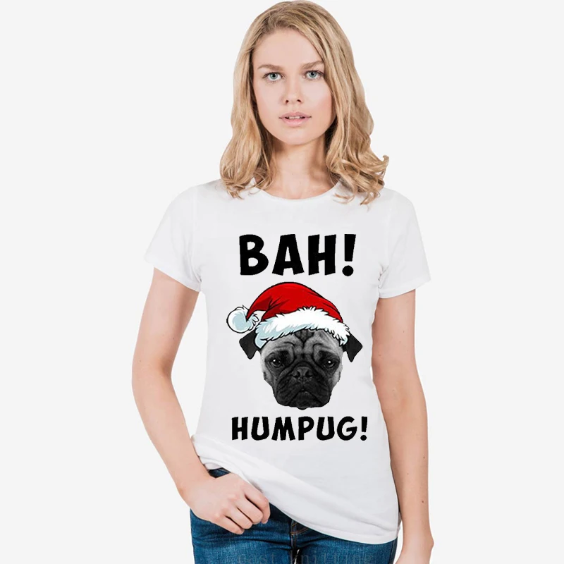 Летние женские топы с круглым вырезом Bah Humpug Christmas Pug Raglan T | Женская одежда