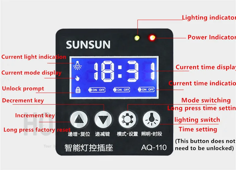 SUNSUN 1 шт. AQ-110 умная розетка аквариумный светильник прерывистый переключатель розетка таймер для аквариума светильник для травы контроллер мощности