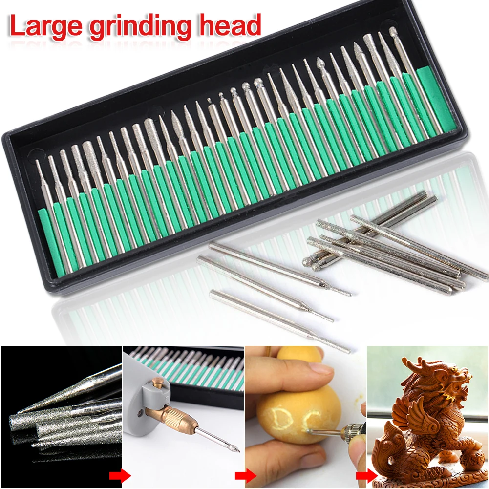 Electric grinder grinding head Jade Carving Diamond Grinding Rod Alloy Grinding Head 3.0MM 30PCS Metal processing abrasive