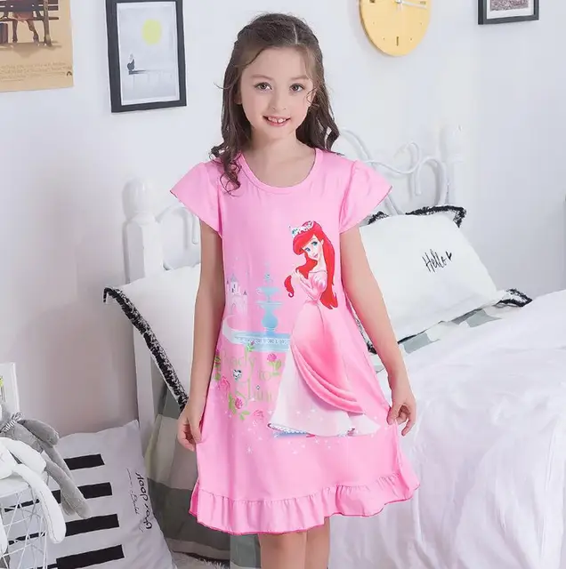 New Cotton Nightdress Little Teen Girls Pajamas Dresses Children