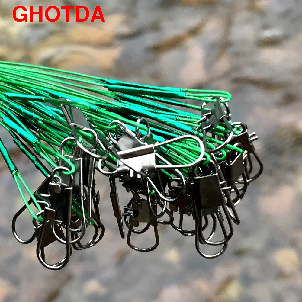 

20Pcs Steel Fishing Lure With Swivel 15/20/24/30cm Anti-Bite Trace Leader Fishing