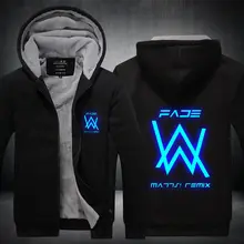 Новый для мужчин зимние куртки и пальто для будущих мам выцветшие Alan Walker Толстовка светящиеся толстые толстовки на молнии M-5XL высокое