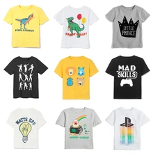Коллекция года, летняя футболка для мальчиков футболки для маленьких девочек, футболка с динозавром для девочек, хлопковые детские футболки для мальчиков, Детские майки топы для детей