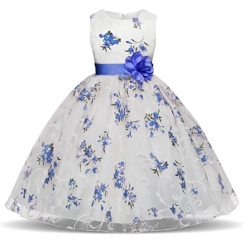 

4-10 Years Elegant Flower Print Fancy Dress for Girls Formal Party Girls Wedding Flower Girl Dresses Children Princess Clothing