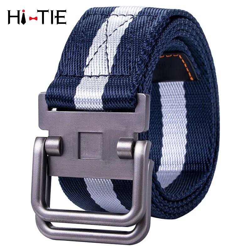 

New Unisex Canvas Tactical Belt Blue Military Belts For Mens Women Thicken Outdoor Sports Jeans Belt Alloy Double Ring Buckle