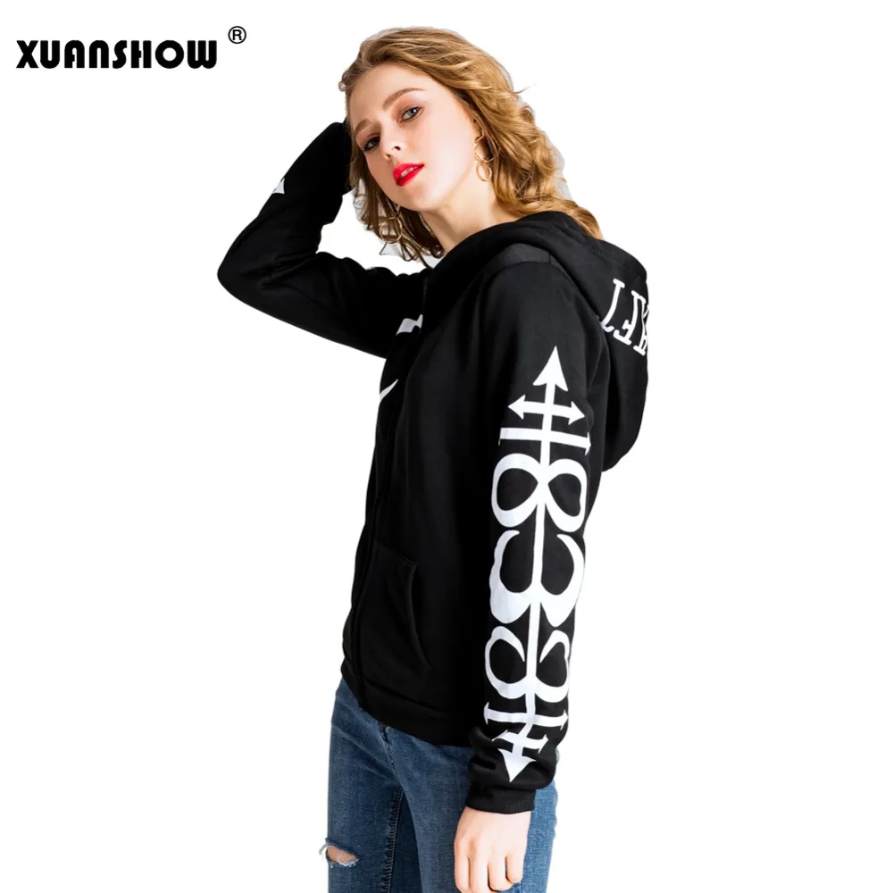  XUANSHOW Autumn Winter New Fashion Womens Hoodies Kawaii Harajuku Punk Big Hat Zip Fleece Coat Ladi