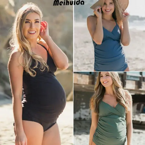 

2018 Summer Women Playsuits Pregnant Maternity Beach One Piece Swimwear Bathing Suit Bikini