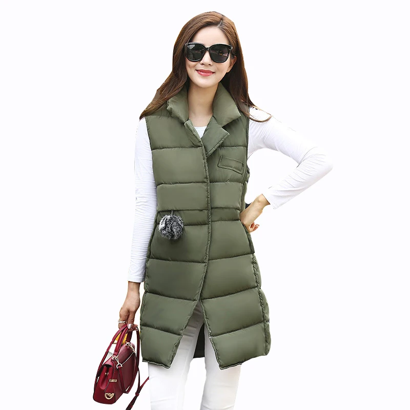 Rlyaeiz Fashion Women Vests Waistcoat 2018 Autumn Winter Mid long Down
